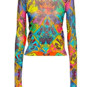 Versace Jeans Couture Sweater Long Sleeve Top Paisley Print XXS